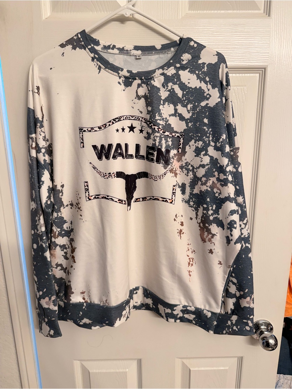 Morgan Wallen Splatter Long Sleeve Top - White & Charcoal
